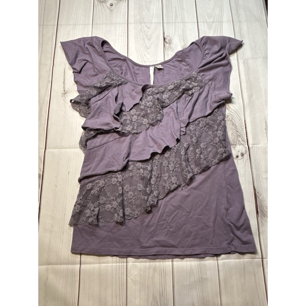 LC Lauren Conrad Womens XS Purple Plum Y2K Lace Ruffle Layered Tank Top